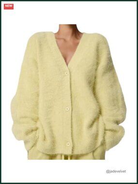Womens Fuzzy Mohair Cardigan Sweater V-Neck Button Down Oversized Y2K 2026